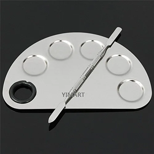 Miniatura 5 de Yimart® Espátula de mezcla cosmética de la paleta de los agujeros cinco de la paleta del maquillaje del acero inoxidable