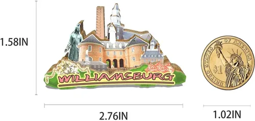 Miniatura 3 de Imán de Williamsburg de Estados Unidos para nevera de madera 3D, monumentos de viaje, coleccionables, recuerdos, decoración hecha a mano