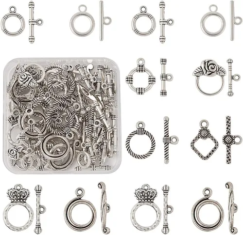 Miniatura 8 de Beadthoven - Juego de 120 broches de palanca de joyería tibetana, cierre de barra en T, conectores de palanca para collares, pulseras, joyería