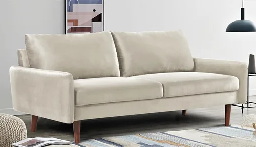 Miniatura 4 de Container Furniture Direct Kent - Sofá de terciopelo para salas de estar modernas y espacios compactos, cómodo sofá de 3 plazas, muebles de estudio