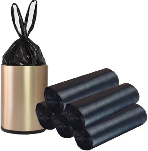 Pequeñas bolsas de basura negras, 100 unidades, bolsa de basura gruesa de 4 galones, pequeñas bolsas de basura con asa para el hogar, oficina,