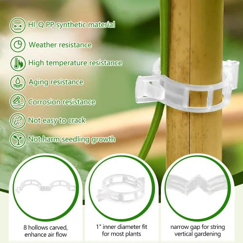 Miniatura 5 de FXOICMI Clips de soporte para plantas, clips de fijación de jardín de plástico para plantas trepadoras, vides de tomate y uva, clips de jardín