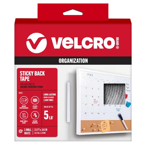Miniatura 12 de VELCRO Brand - Sujetadores Sticky Back; cinta adhesiva de 3/4 de pulgadas; ideal para el hogar Blanco