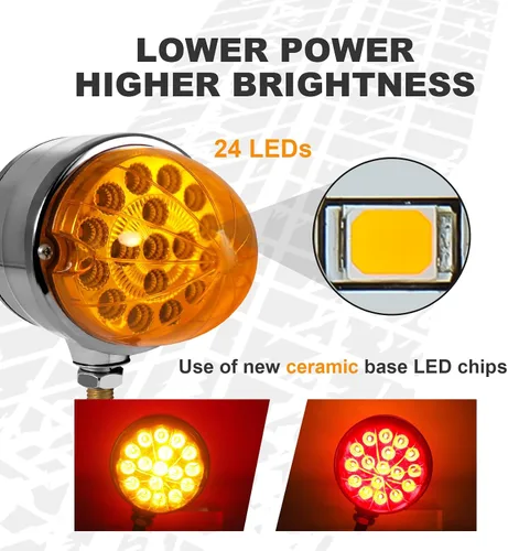 Miniatura 2 de NeaLia Luz de Defensa de Pedestal de Doble Cara, 34 LED Luz Roja y Ámbar de Sandía Dual Revolución para Camión Semi, 2 Piezas Luz de Giro, Marcador