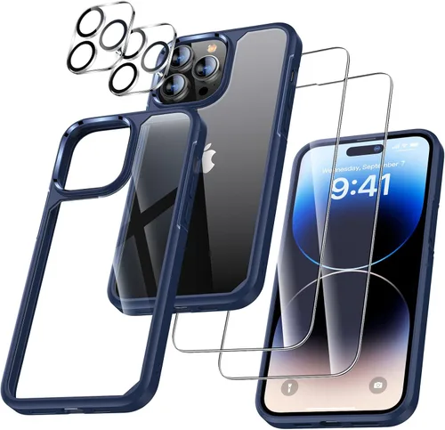 Miniatura 15 de UniqueMe [Diseño 5 en 1 para iPhone 13 Mini ase, paquete de 2 protectores de pantalla de vidrio templado + 2 protectores de lente de cámara