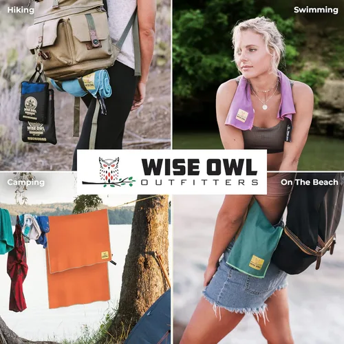 Miniatura 7 de Wise Owl Outfitters Microfiber Camping Towel - Quick Dry Towel for Travel, Backpacking, Hiking, Beach, Gym & Yoga - Compact, Fast Drying & Rojo