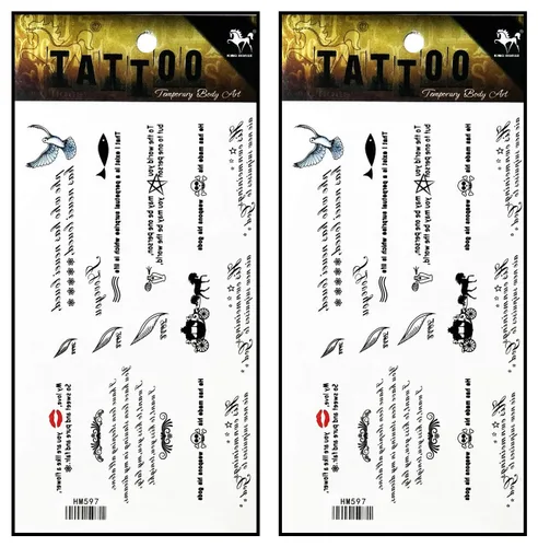 Miniatura 4 de Tatuajes 2 hojas de tatuaje temporal 3D negro mariposa líneas discontinuas para mujeres hombres espalda baja hombro cuello brazo tatuaje etiqueta