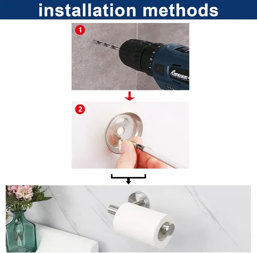 Miniatura 7 de NearMoon Portarrollos de papel higiénico para baño, acero inoxidable premium SUS304 a prueba de óxido montado en pared para baño, cocina