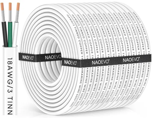Miniatura 25 de NAOEVO Cable marino de calibre 14, cable eléctrico marino triplex 14/3, resistente al agua/aislado de PVC/cobre estañado sin oxígeno, cable de 14