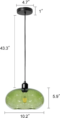 Miniatura 3 de Lámpara colgante moderna de cristal verde, 1 lámpara colgante con pantalla de cúpula de vidrio para isla de cocina, fregadero, encimera, bar