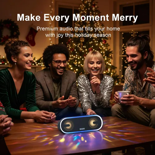 Miniatura 8 de DOSS SoundBox Pro+ P300 parlante Bluetooth con sonido estéreo de 40 W, graves adicionales, impermeable IPX6, emparejamiento TWS, diversos efectos