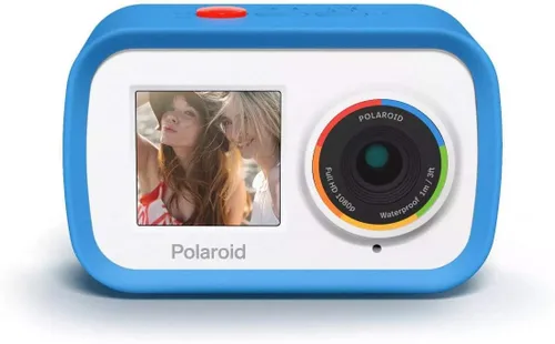 Polaroid Cámara de acción WiFi de doble pantalla 4K 18mp, cámara Polaroid deportiva impermeable con batería recargable integrada y accesorios de