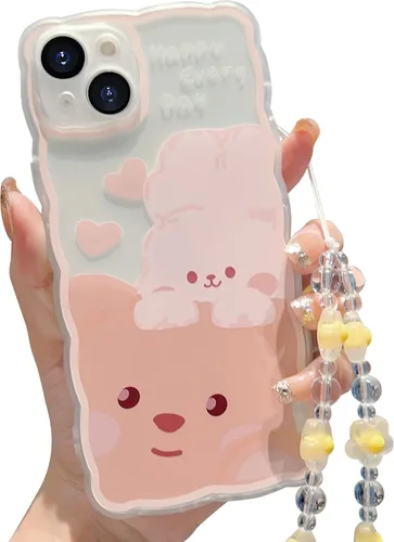 Miniatura 28 de Compatible con iPhone 11 Funda Lindo Dibujos Animados Pequeño Oso Conejo con Lindo Diseño de Cadena para Mujeres Niñas Estético Kawaii Funda Delgada