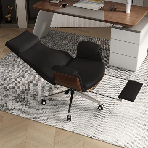 homary Silla ejecutiva moderna para oficina en casa, silla giratoria ajustable de piel sintética ergonómica con altura ajustable y base rodante,
