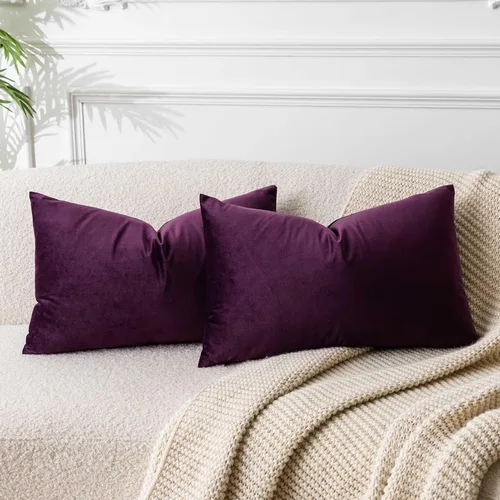 Miniatura 65 de Juspurbet - Juego de 2 fundas decorativas de terciopelo para cojines, fundas suaves para sofá, cama o sillón con cremallera oculta, para sala