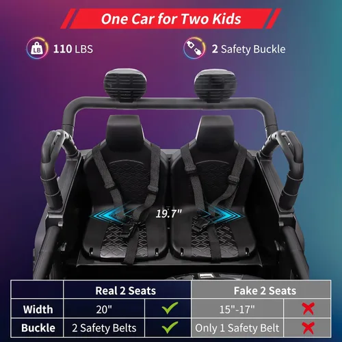 Miniatura 4 de Auto de juguete de 24 V, control remoto, 4 ruedas, auto eléctrico para niños pequeños, niños y niñas, vehículo motorizado de 2 plazas, color negro