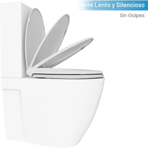Miniatura 2 de Asiento de inodoro alargado duradero con cierre suave y lento, fácil de instalar y limpiar, nunca se afloja, blanco, se adapta a la mayoría