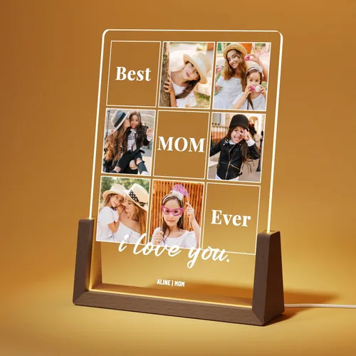 LUCKOR Placa Decorativa Foto Personalizada para Mamá, Regalo del Día de la Madre de Hija, Hijo, Niños, Personalizada para Esposa de Esposo, La Mejor