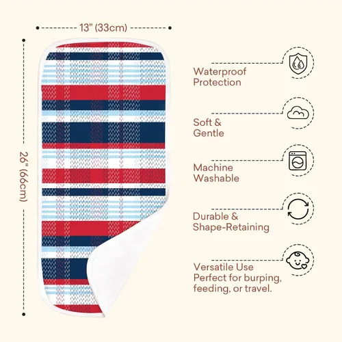 Miniatura 4 de Premium Waterproof Baby Burp Cloths 8 Pack, Extra Large 13" x 26" Soft Absorbent Burping Cloths for Newborn Infant, Patriotic 4th of July Baby