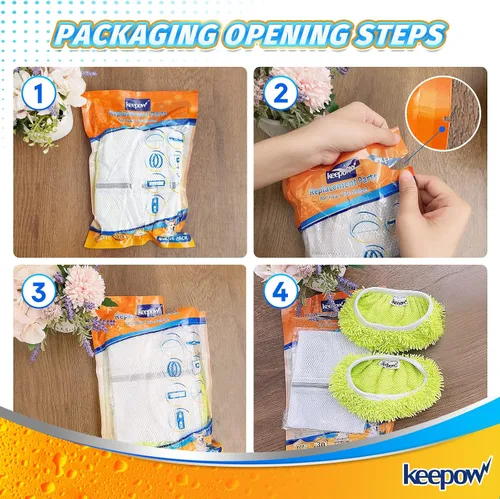 Miniatura 7 de KEEPOW - Paquete de 2 almohadillas de microfibra de felpilla reutilizables compatibles con Swiffer Sweeper, paños de barrido secos lavables