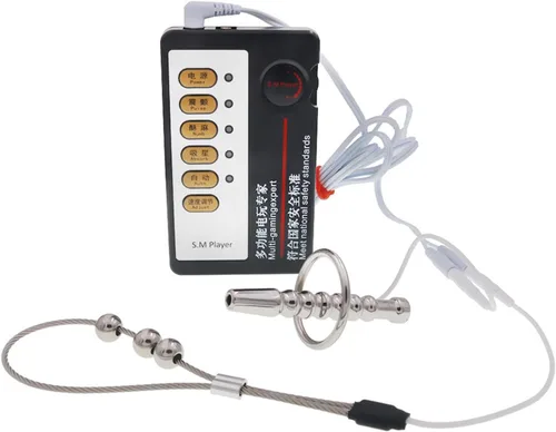 Miniatura 3 de Masturbación masculina Metal choque eléctrico enchufe uretral anillo estirable del pene conjunto de choque eléctrico