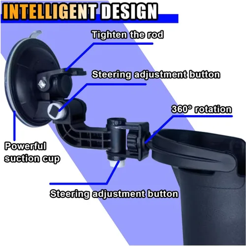 Miniatura 3 de Soporte plegable empotrado para bebidas, portavasos para consola de automóvil con ventosa, soporte ajustable para botellas de bebida para vehículo
