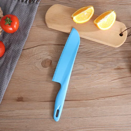 Miniatura 2 de jawbush Cuchillo de plástico para verduras, cortador de pizza de borde dentado de 11 pulgadas con mango antideslizante para cocina, pizzas