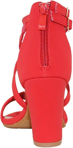 Miniatura 3 de TRENDSUP Sandalias de tacón alto y grueso con correa de tobillo para mujer