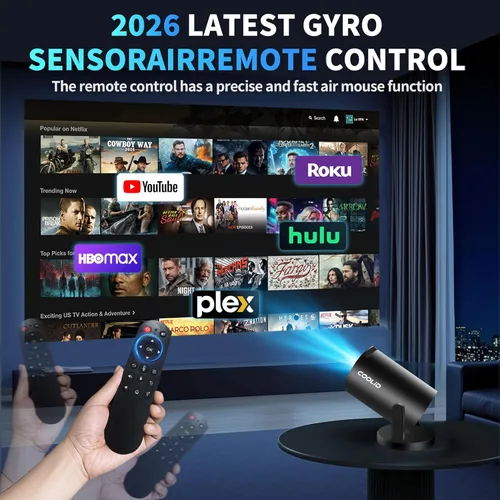 Miniatura 7 de [Aplicaciones integradas y actualización 2025] Mini proyector compatible con 4K 1080P Auto Keystone 270° giratorio con WiFi 6 y Bluetooth 5.4
