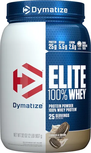 Miniatura 10 de Dymatize Elite 100% proteína de suero en polvo, L-leucina, absorción rápida y digestión rápida para una recuperación muscular óptima, vainilla