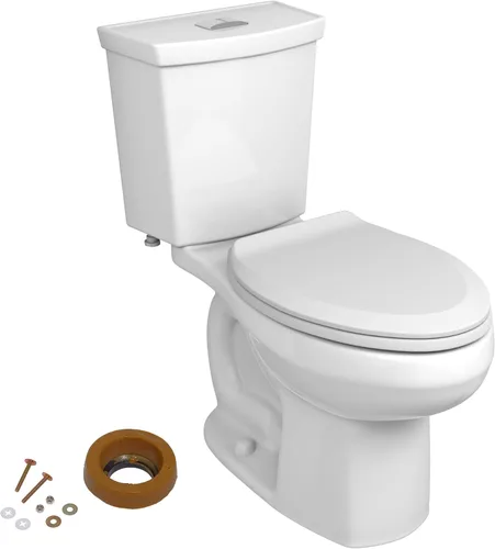 American Standard 606AA002.020 H2Option Inodoro de dos piezas con asiento de inodoro y anillo de cera, frente alargado, altura de silla, descarga