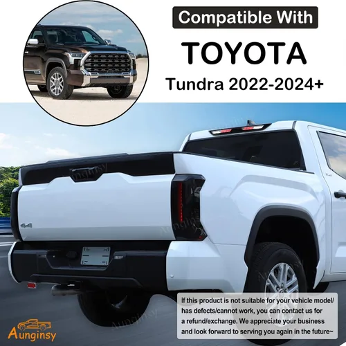 Miniatura 7 de Aunginsy Cubierta de luz trasera de automóvil compatible con Toyota Tundra 2022-2026, cubierta de carcasa de luz trasera ahumada, cubierta