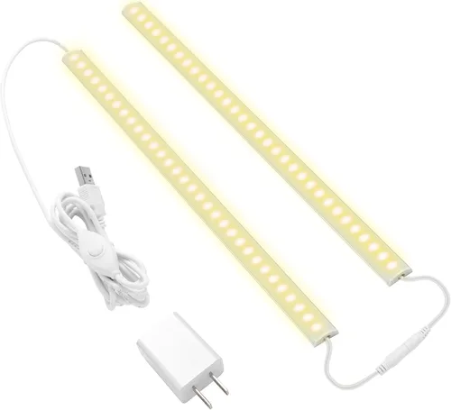 Miniatura 13 de JUSJUBR Iluminación enchufable para debajo del gabinete, 2 luces regulables de armario de 12 pulgadas, barra de luz LED USB enlazable de 6000 K