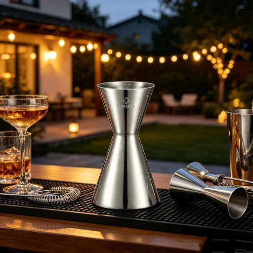Miniatura 8 de Homestia Jigger doble de acero inoxidable, taza medidora de cóctel de 1 oz a 2 onzas con marcas precisas, jigger profesional de barman con guía