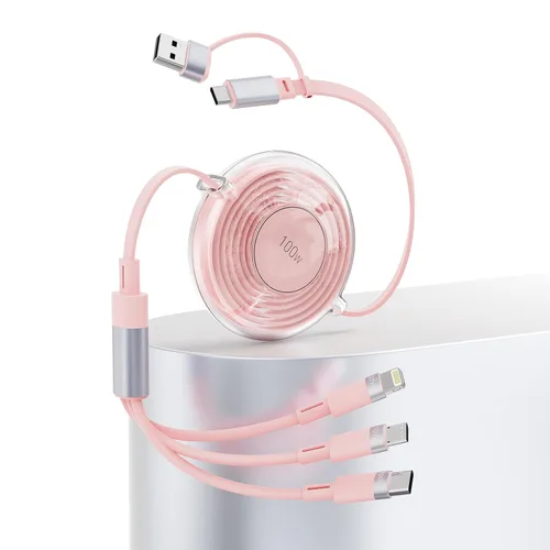 Miniatura 10 de Cable de carga USB C retráctil multi 5 en 1 USB A/tipo C a Lightning/USB C/Micro iPhone, cable de carga múltiple de 100 W para iPhone 15 14 13 12