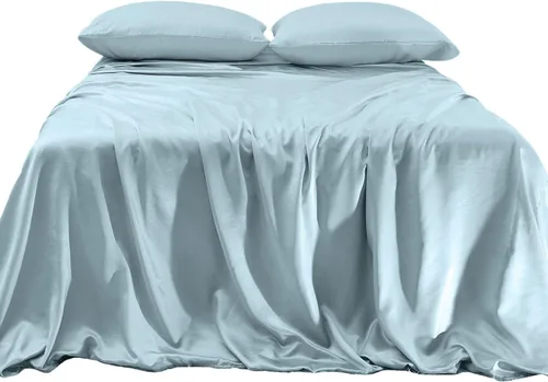 Elegant Comfort Lujoso juego de sábanas de satén sedoso de 4 piezas, agradable para la piel y el cabello, resistente a las arrugas, la decoloración