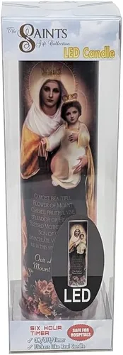 Miniatura 4 de Vela de oración devocional sin llama LED Nuestra Señora del Monte Carmelo