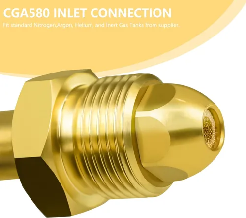 Miniatura 7 de Regulador de nitrógeno con presión de entrega de 0-800PSI, manguera de 6.6 pies CGA580 conexión de entrada y ajuste de llamarada macho de 1/4