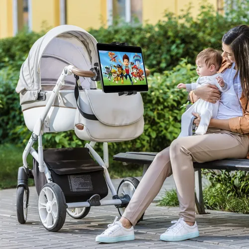 Miniatura 3 de Soporte para tablet de cochecito para bebé, abrazadera de manillar para scooter, silla de ruedas, bicicleta de gimnasio, equipo de entrenamiento