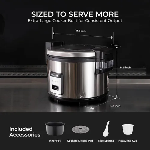 Miniatura 8 de CUCKOO Arrocera comercial y calentador, olla arrocera extra grande de 30 tazas sin cocer / 60 tazas cocidas, olla industrial profesional de granos