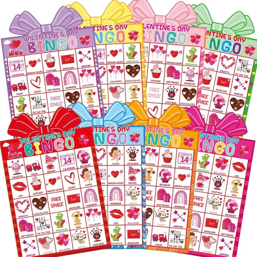 Miniatura 9 de Fancy Land Juego de bingo para el día de San Valentín para niños, 24 jugadores, troquelado, día de San Valentín, juego de actividades de fiesta