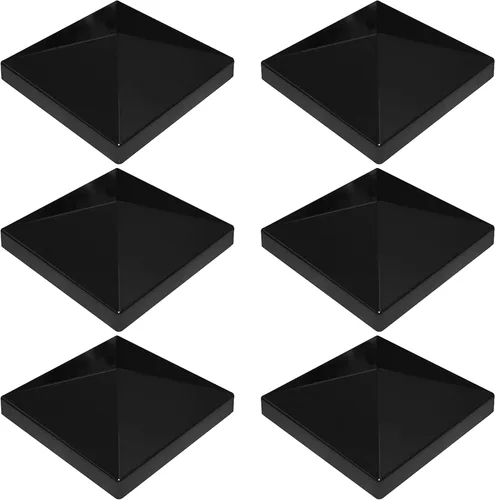 GKOLED Paquete de 6 tapas de vinilo de PVC negro pirámide de 3.5 x 3.5 pulgadas, para postes con tamaño real de 3.5 x 3.5 pulgadas, adecuadas para