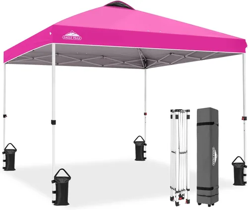 Miniatura 447 de EAGLE PEAK Tienda de campaña desplegable con bolsa de transporte con ruedas, 8 estacas, 4 cuerdas, 4 bolsas de peso, toldo de tienda de campaña