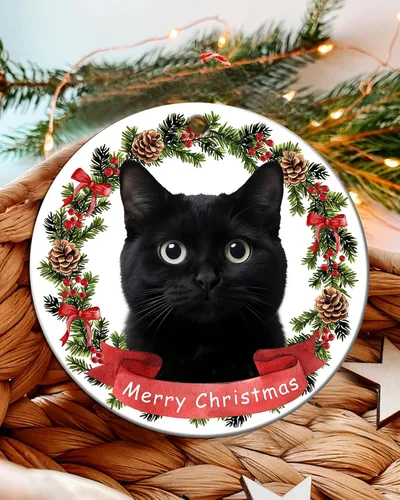 Miniatura 3 de Adorno de gato negro para árbol de Navidad, regalos para amantes de los gatos para mujeres, Keepasake, adornos de Navidad en liquidación