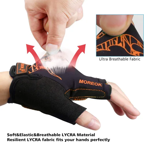 Miniatura 4 de MOREOK - Guantes para bicicleta de montaña (MTB) y ciclismo de descenso (DH), para hombres, de medio dedo, con almohadilla de gel que absorbe