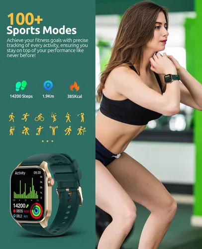 Miniatura 6 de Relojes inteligentes de Navidad para hombres y mujeres, con pantalla HD de 2.04 pulgadas, monitor de oxígeno en sangre y frecuencia cardíaca, Negro