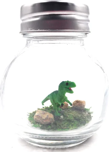 Mini escritorio de dinosaurio de 1 pulgada T-Rex verde para mascotas con certificado de adopción