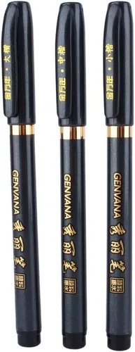 Delaman Pluma de caligrafía, 3 unidades, chino, japonés, caligrafía, shodo, pincel, tinta, escritura, dibujo, manualidades, bolsillo portátil