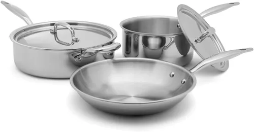 Heritage Steel Juego de utensilios de cocina Essentials de 5 piezas | Fabricado en Estados Unidos | Serie Titanium 316Ti acero inoxidable con