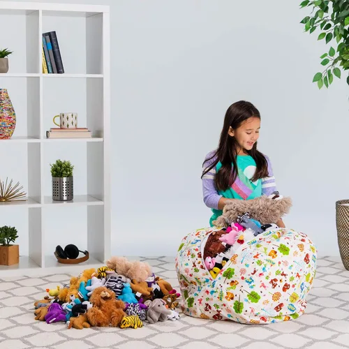 Miniatura 6 de Posh Creations Funda de puf para niños con almacenamiento para animales de peluche - Organizador de juguetes para niños, Mediano 68.58 cm - Lona